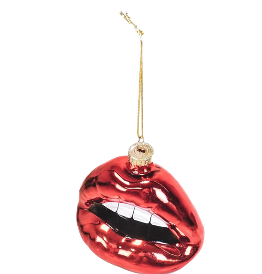 Housevitamin Weihnachtsornament „Shut up and kiss me“ aus Glas – 8,5 x 3,5 x 8,5 cm