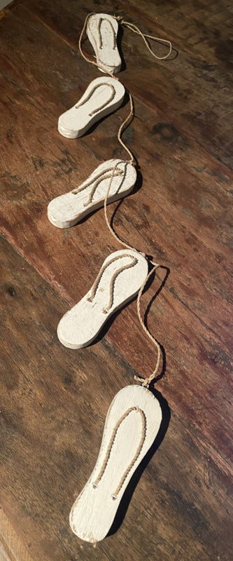 Ibiza Houten deco slinger slippers wit