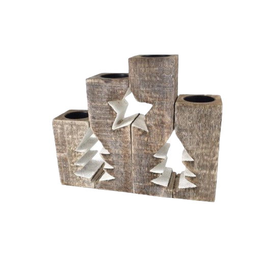 tea light holder natural large Christmas tree stars