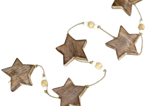 Woodart garland wood stars natural 80 cm.