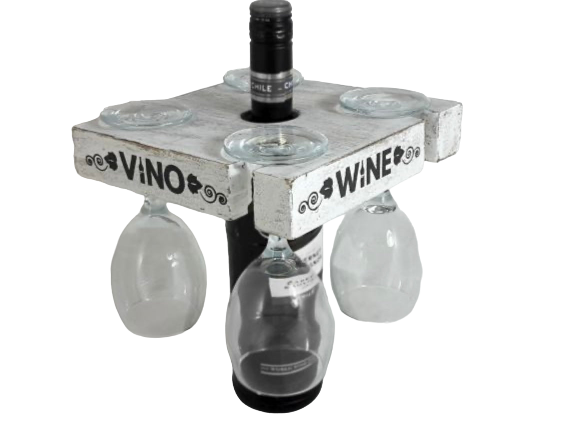 Holder for Wine Glasses on Wine Bottle (white)